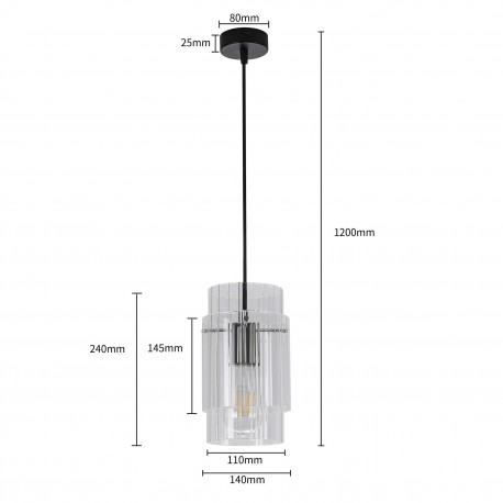 Light Prestige Savona Lampa wisząca E27 1x1W transparentny/srebrny LP-707/1P