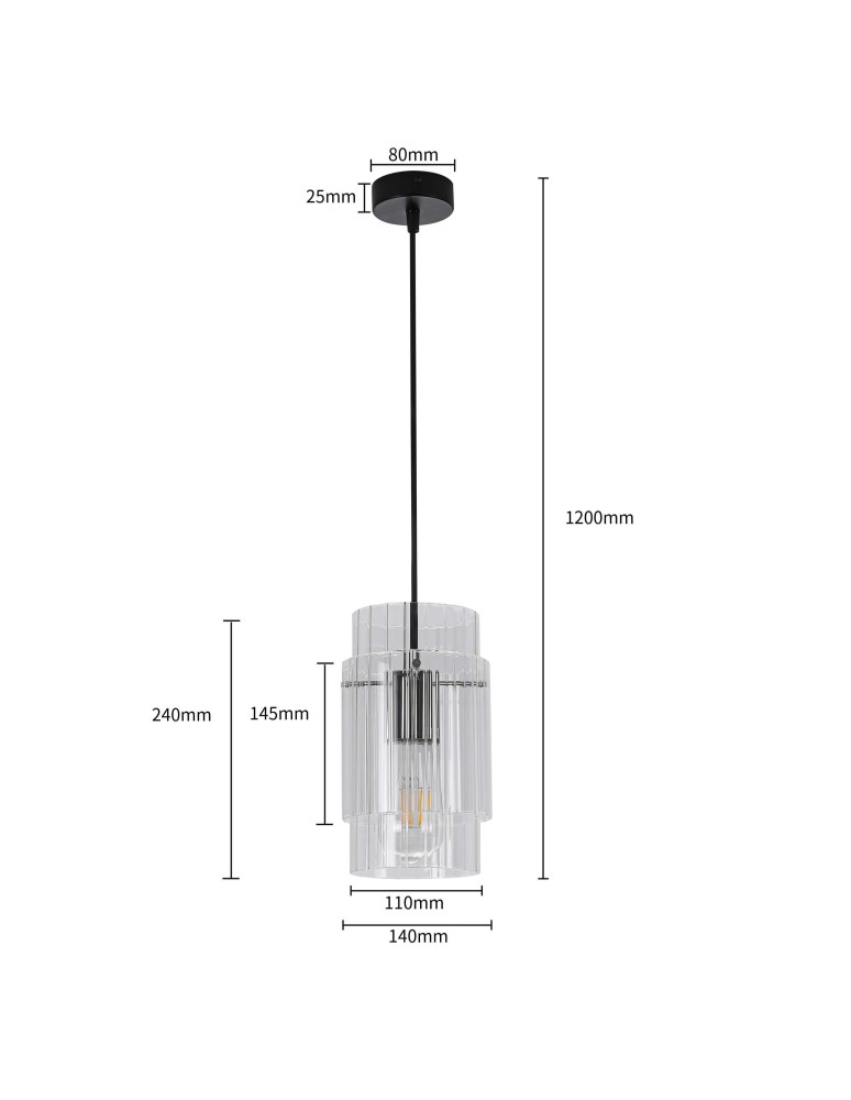 Glass pendant lamps - Light Prestige Savona Pendant lamp E27 1x1W transparent/silver LP-707/1P - product kolory-swiatla.pl 13