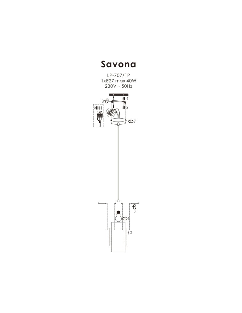 Glass pendant lamps - Light Prestige Savona Pendant lamp E27 1x1W transparent/silver LP-707/1P - product kolory-swiatla.pl 14