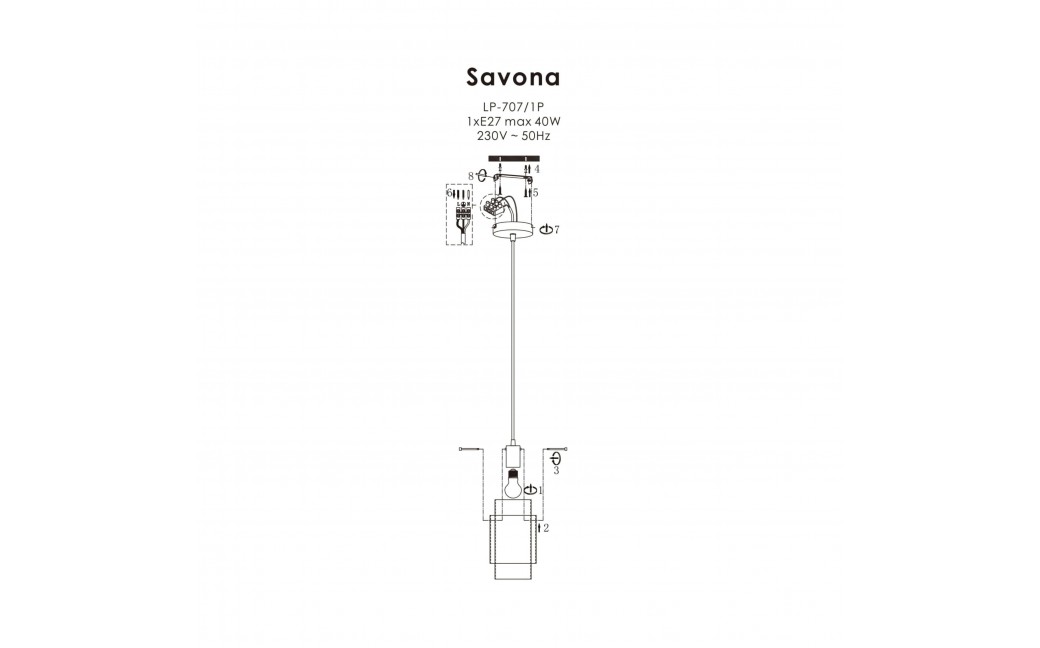 Light Prestige Savona Lampa wisząca E27 1x1W transparentny/srebrny LP-707/1P