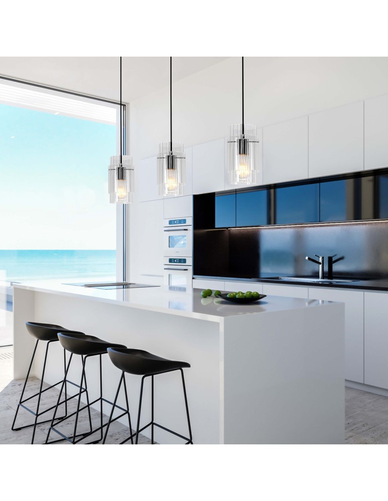 Triple pendant lamps - Light Prestige Savona Pendant Lamp E27 3x40W transparent/silver LP-707/3L - product kolory-swiatla.pl 2
