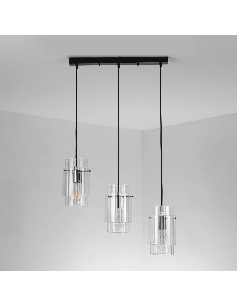 Triple pendant lamps - Light Prestige Savona Pendant Lamp E27 3x40W transparent/silver LP-707/3L - product kolory-swiatla.pl 5