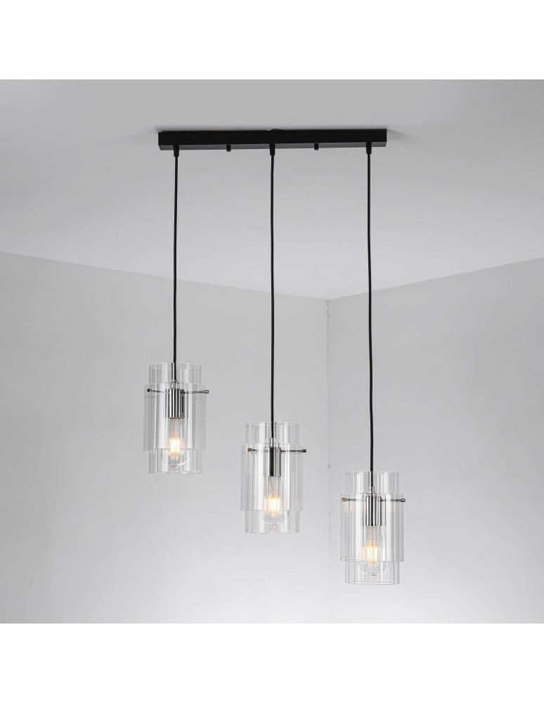 Triple pendant lamps - Light Prestige Savona Pendant Lamp E27 3x40W transparent/silver LP-707/3L - product kolory-swiatla.pl 6