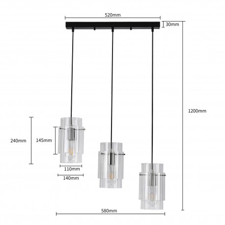 Light Prestige Savona Lampa wisząca E27 3x40W transparentny/srebrny LP-707/3L