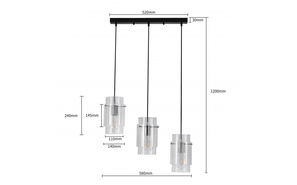 Light Prestige Savona Lampa wisząca E27 3x40W transparentny/srebrny LP-707/3L