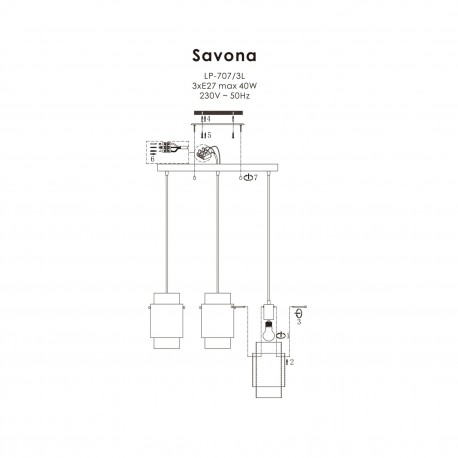 Light Prestige Savona Lampa wisząca E27 3x40W transparentny/srebrny LP-707/3L