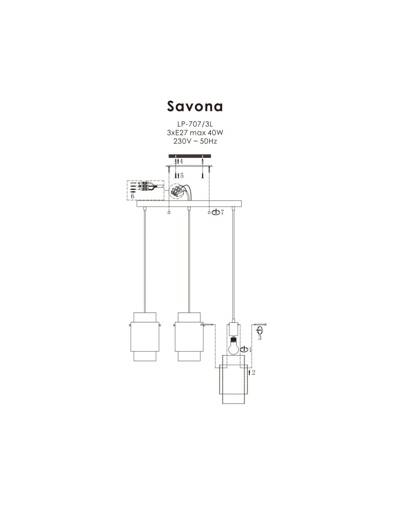 Triple pendant lamps - Light Prestige Savona Pendant Lamp E27 3x40W transparent/silver LP-707/3L - product kolory-swiatla.pl 12