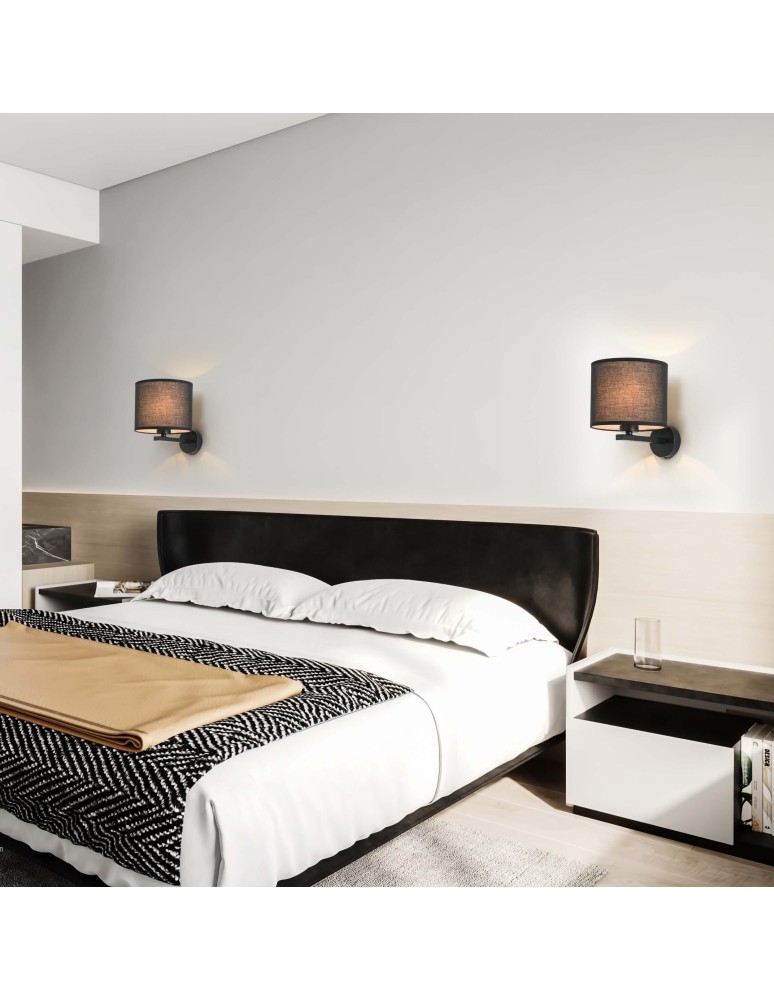 Wall lamps with lampshade - Light Prestige Cecina wall lamp black E27 black LP-114/1W BK - product kolory-swiatla.pl 4