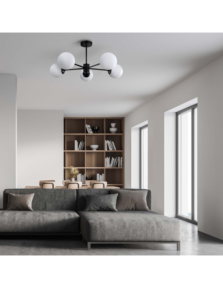 Ceiling lamps - Light Prestige Roma Pendant Lamp E14 5x40W black/white LP-1345/5P BK - product kolory-swiatla.pl 2