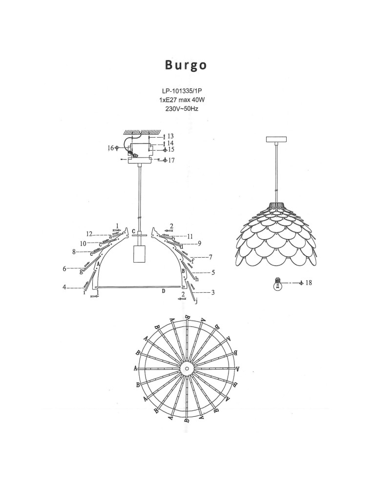 Boho pendant lamps - Light Prestige BURGO pendant large E27 wood LP-101335/1P L - product kolory-swiatla.pl 13