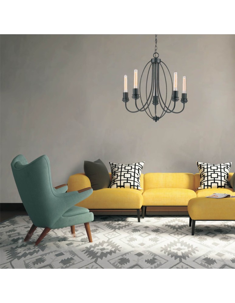 Chandelier chandeliers - Light Prestige Canaria 5 pendant E27 black LP-6704/5P - product kolory-swiatla.pl 2