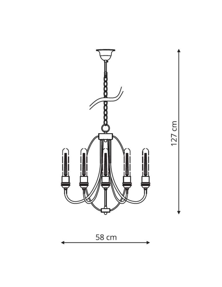 Chandelier chandeliers - Light Prestige Canaria 5 pendant E27 black LP-6704/5P - product kolory-swiatla.pl 3