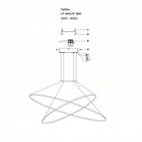 Light Prestige Halifax lampa wisząca czarna LP-940/2P 4BK 2xLED czarny