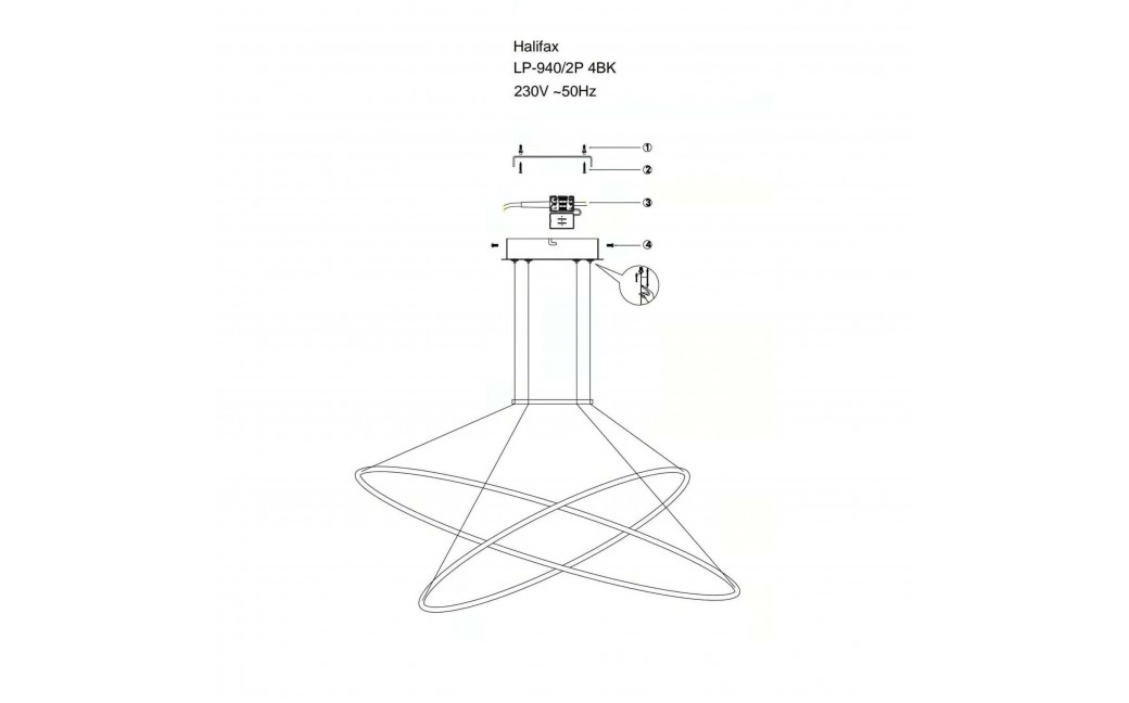 Light Prestige Halifax lampa wisząca czarna LP-940/2P 4BK 2xLED czarny