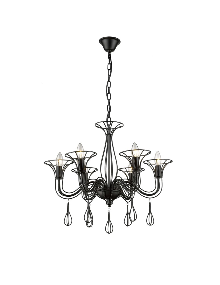 Chandelier chandeliers - Light Prestige Tarragona 6 pendant E14 black LP-6756/6P - product kolory-swiatla.pl 1