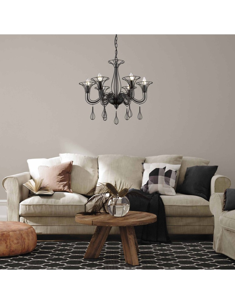 Chandelier chandeliers - Light Prestige Tarragona 6 pendant E14 black LP-6756/6P - product kolory-swiatla.pl 2