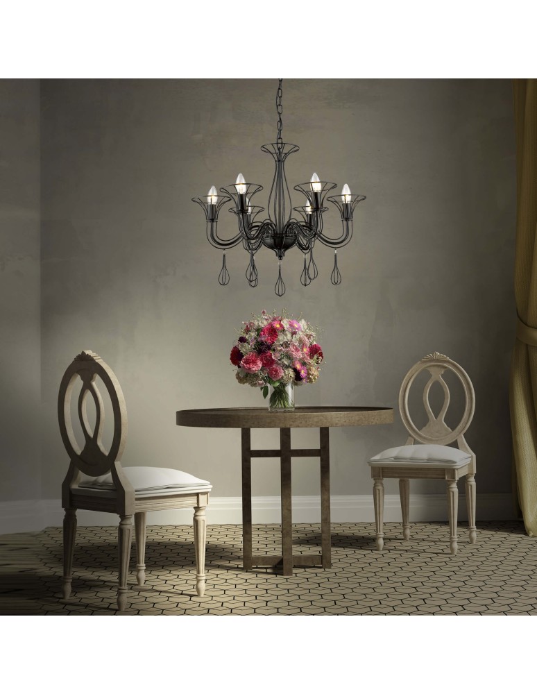 Chandelier chandeliers - Light Prestige Tarragona 6 pendant E14 black LP-6756/6P - product kolory-swiatla.pl 3