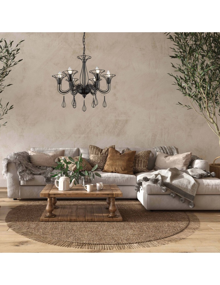 Chandelier chandeliers - Light Prestige Tarragona 6 pendant E14 black LP-6756/6P - product kolory-swiatla.pl 4
