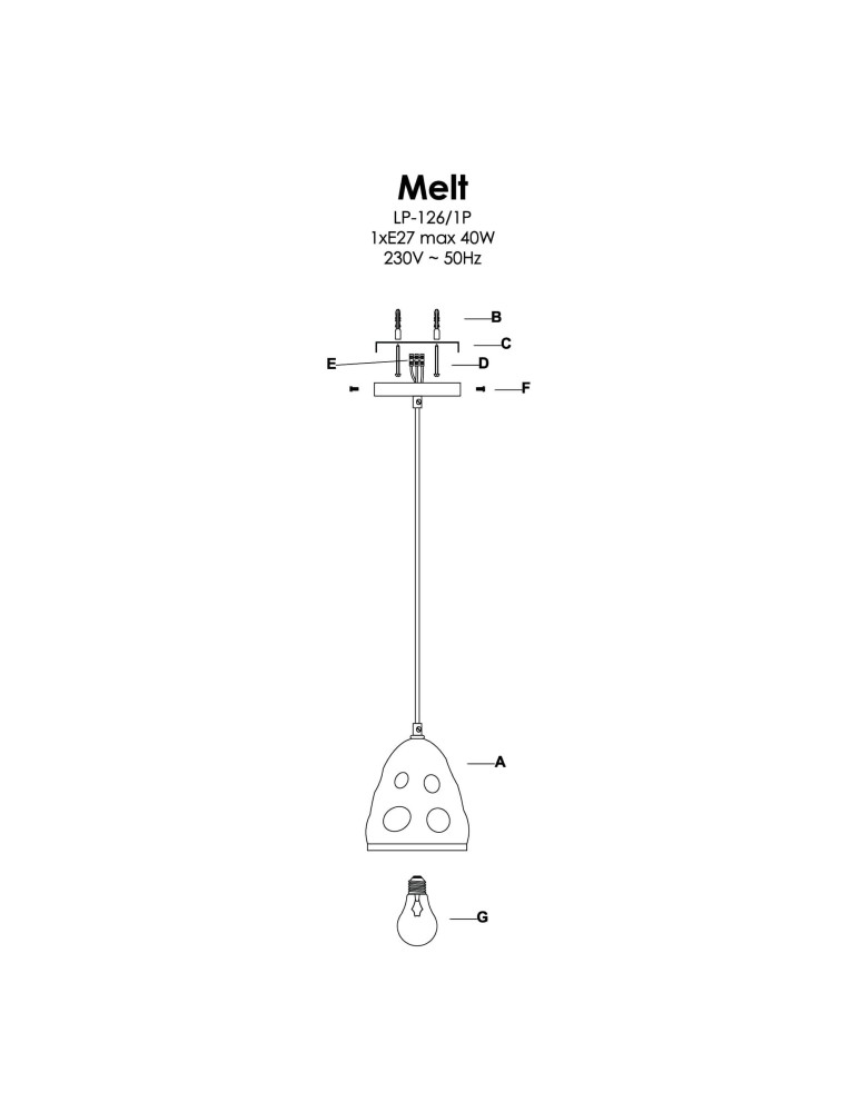 Pendant lamps - Light Prestige Melt 1 pendant E27 black LP-126/1P - product kolory-swiatla.pl 4