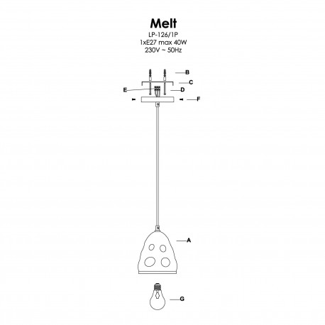 Light Prestige Melt 1 wisząca E27 czarny LP-126/1P