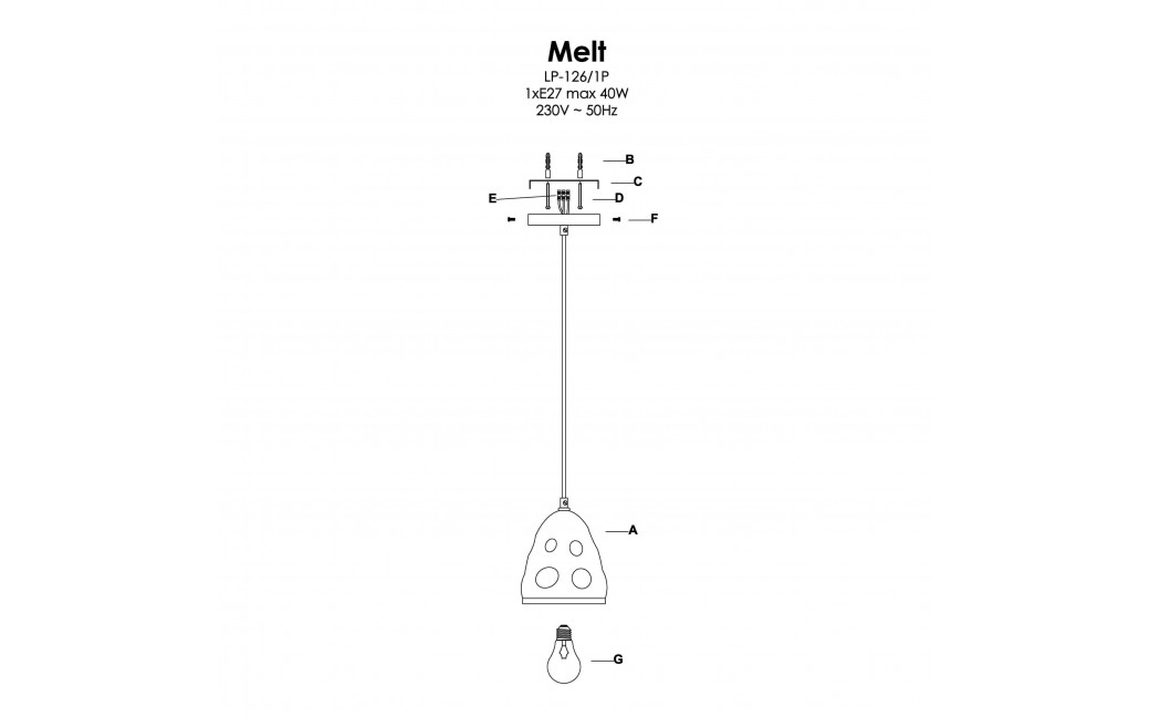 Light Prestige Melt 1 wisząca E27 czarny LP-126/1P