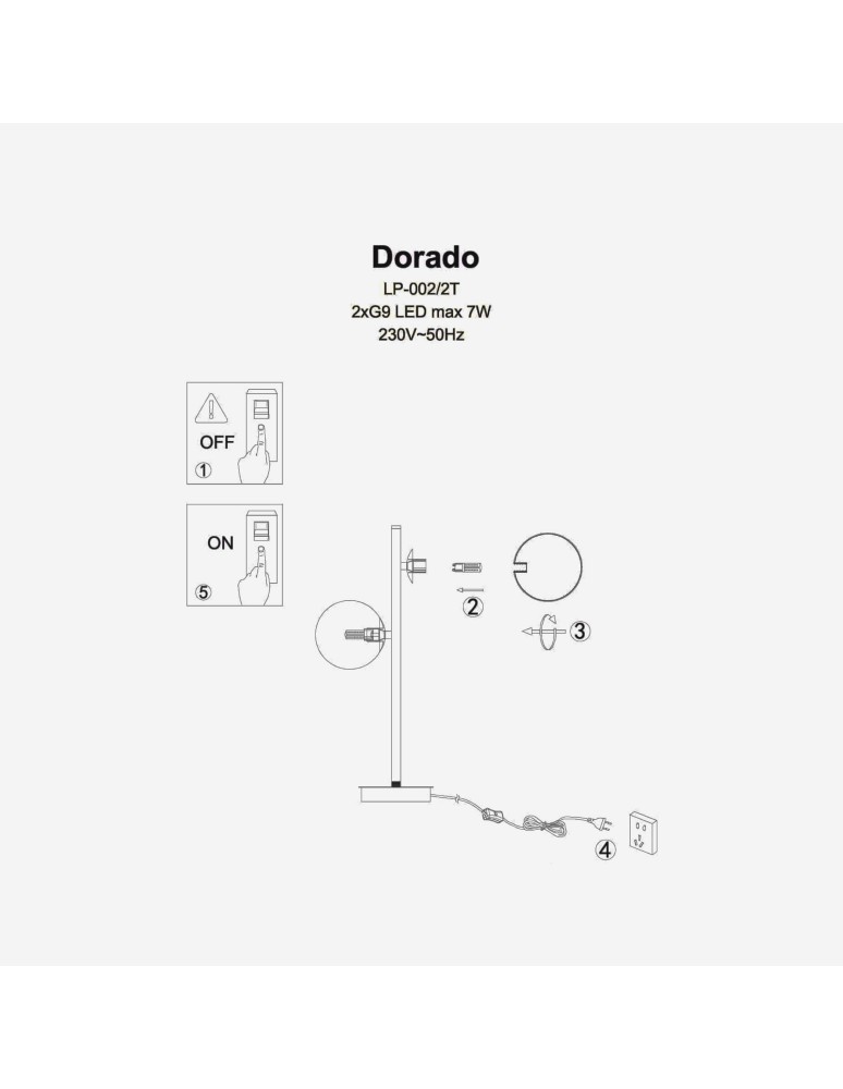 Modern table lamps - Light Prestige Dorado Desk G9 2x40W gold/white LP-002/2T - product kolory-swiatla.pl 4