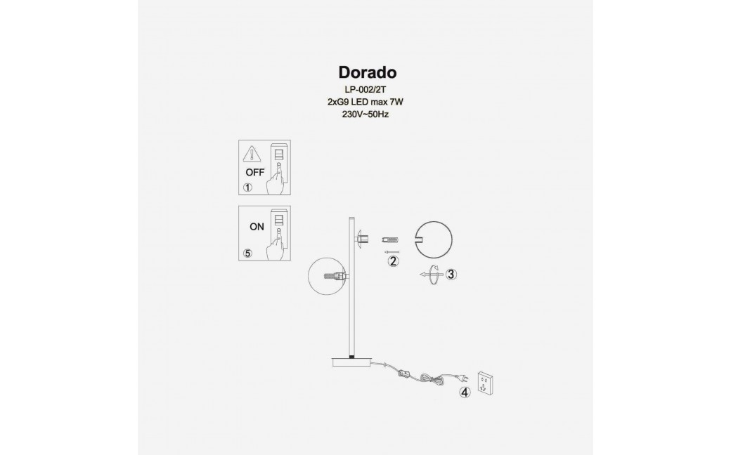 Light Prestige Dorado Biurkowa G9 2x40W złoty/biały LP-002/2T