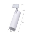 Lamps for 3-phase busbars - Light Prestige Magnum spotlight for busbar 3F LED 1x20W white LP-8120/3F WH - product 16
