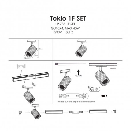 Light Prestige Tokio System 1F GU10 4x40W biały LP-787 SET 1F WH