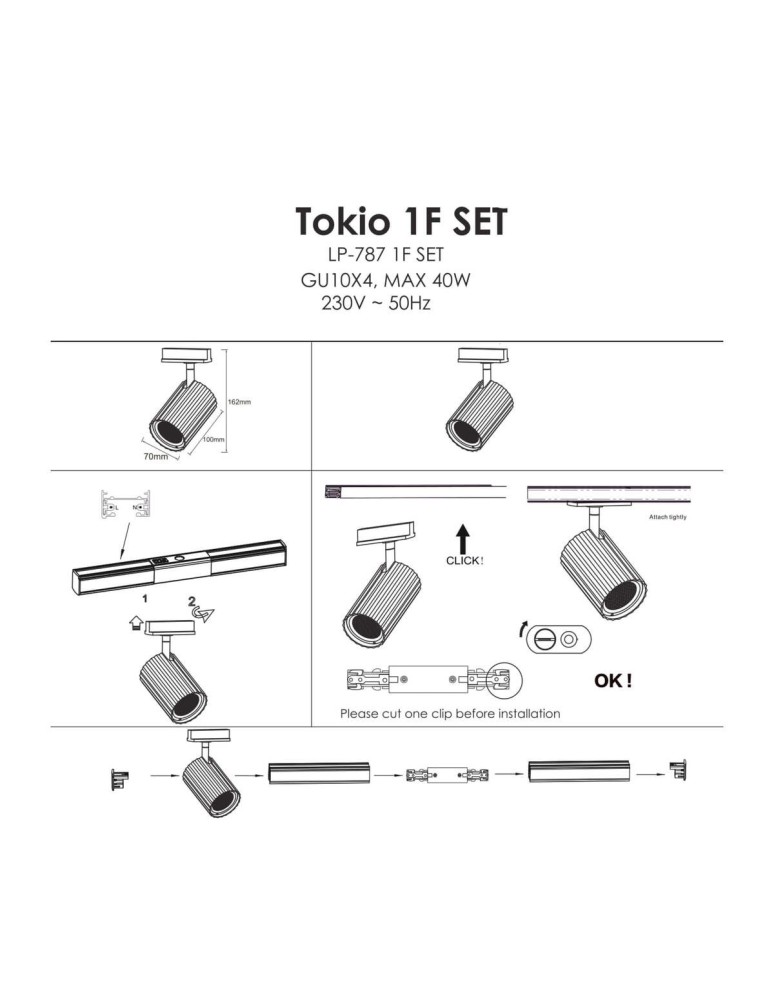 Ready-made rail kits - Light Prestige Tokio System 1F GU10 4x40W white LP-787 SET 1F WH - product kolory-swiatla.pl 13