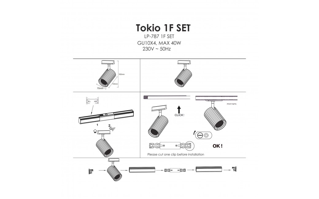 Light Prestige Tokio System 1F GU10 4x40W biały LP-787 SET 1F WH