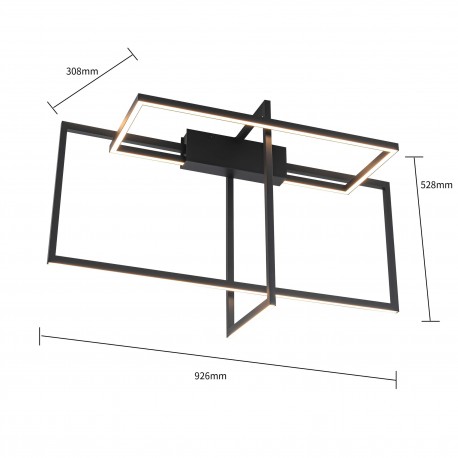 Light Prestige Frame Plafon LED 60W 3000K 1660lm czarny LP-980/3D3 BK