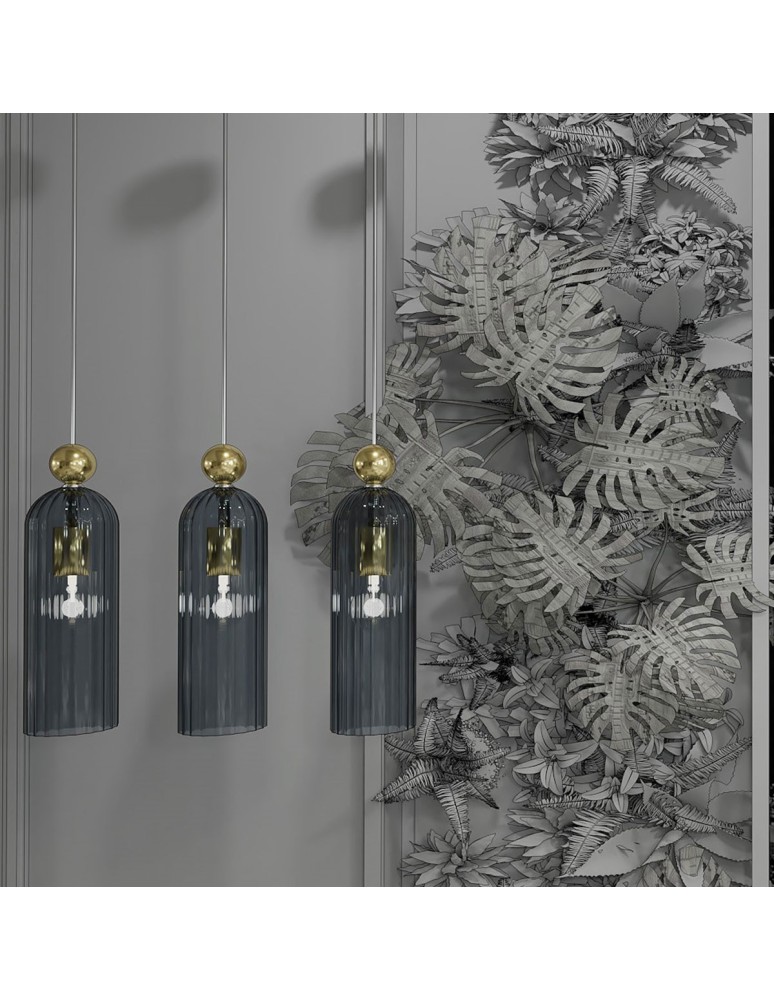 Single pendant lamps - Light Prestige Piega pendant lamp E14 1x40W smoked/gold LP-939/1P smoked - product kolory-swiatla.pl 2