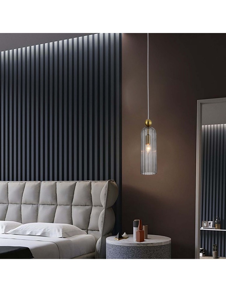 Single pendant lamps - Light Prestige Piega pendant lamp E14 1x40W smoked/gold LP-939/1P smoked - product kolory-swiatla.pl 3