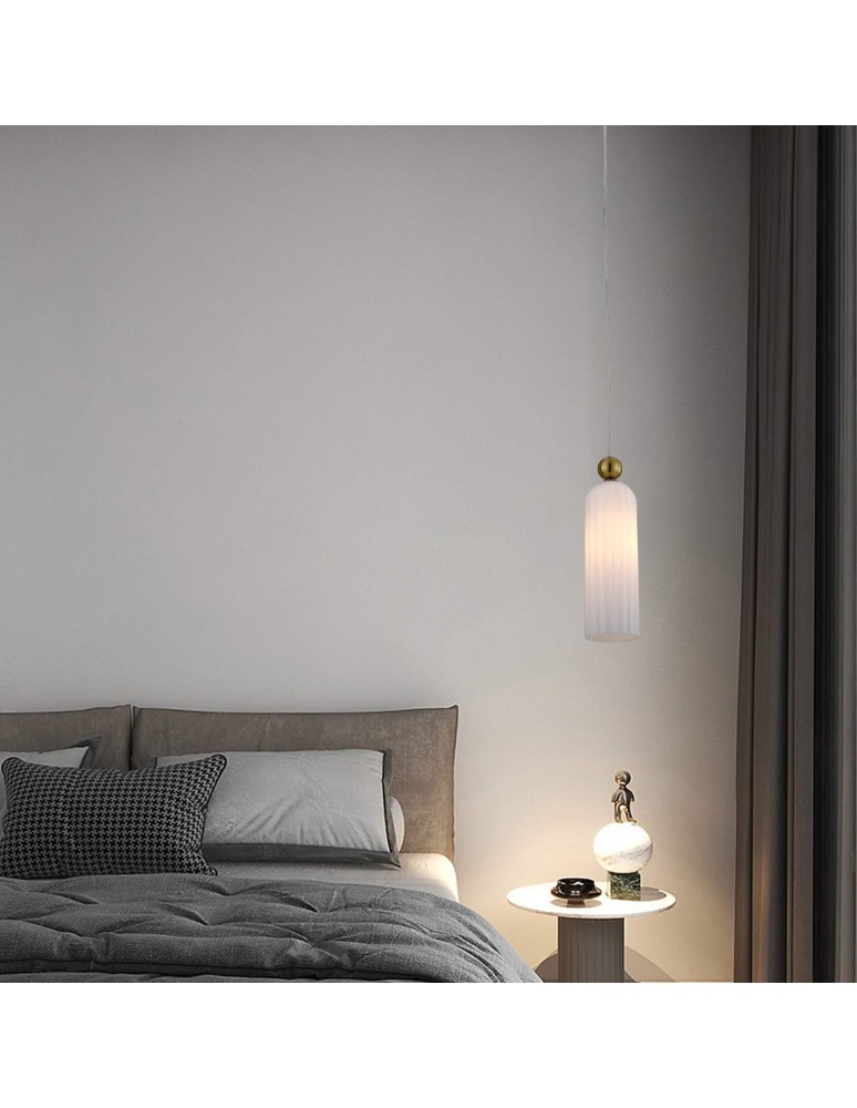 Single pendant lamps - Light Prestige Piega pendant lamp E14 1x40W white/gold LP-939/1P white - product kolory-swiatla.pl 2