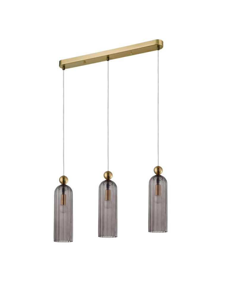 Pendant lamps on a strip - Light Prestige Piega 3x40W smoked/golden E14 pendant lamp LP-939/3L smoked - product kolory-swiatla.pl 1