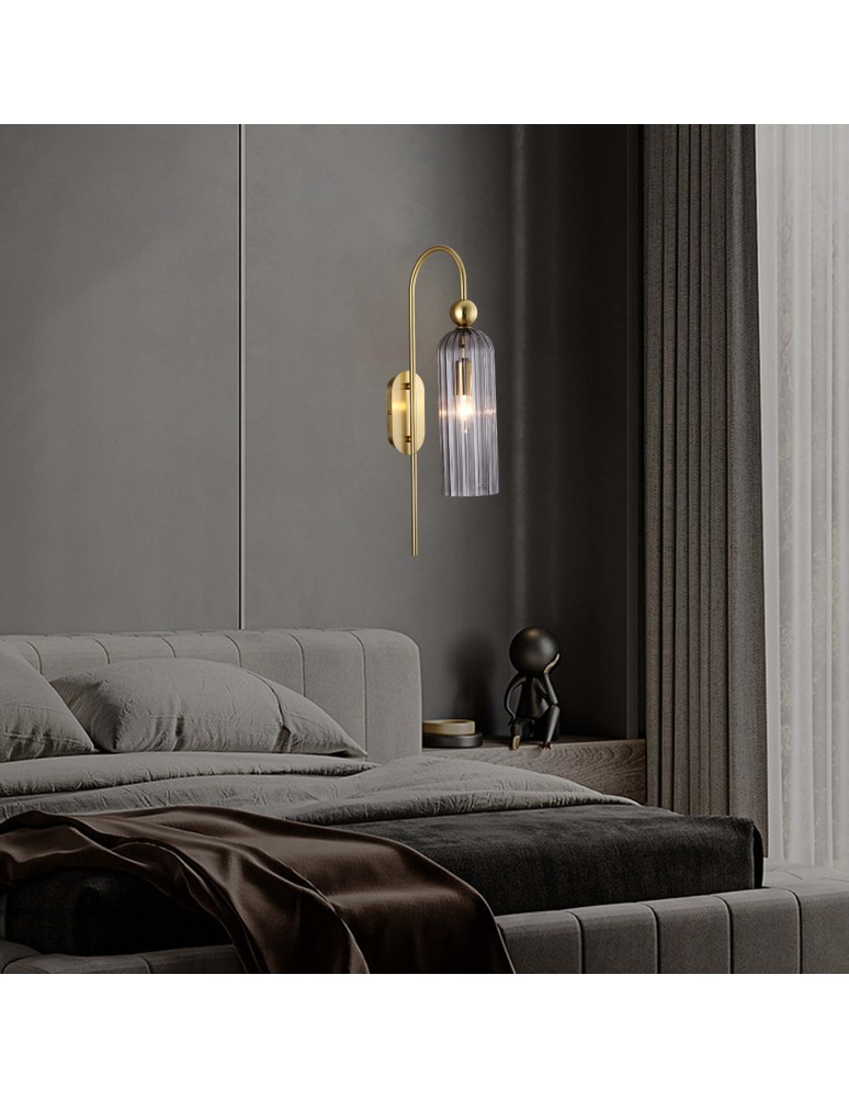 Glamour wall lamps - Light Prestige Piega Wall lamp E14 1x40W smoked/gold LP-939/1W smoked - product kolory-swiatla.pl 3