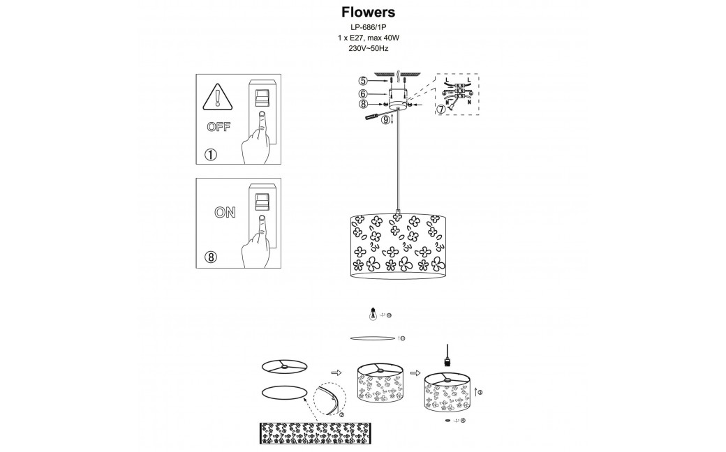 Light Prestige FLOWERS Lampa wisząca E27 1x40W biały LP-686/1P