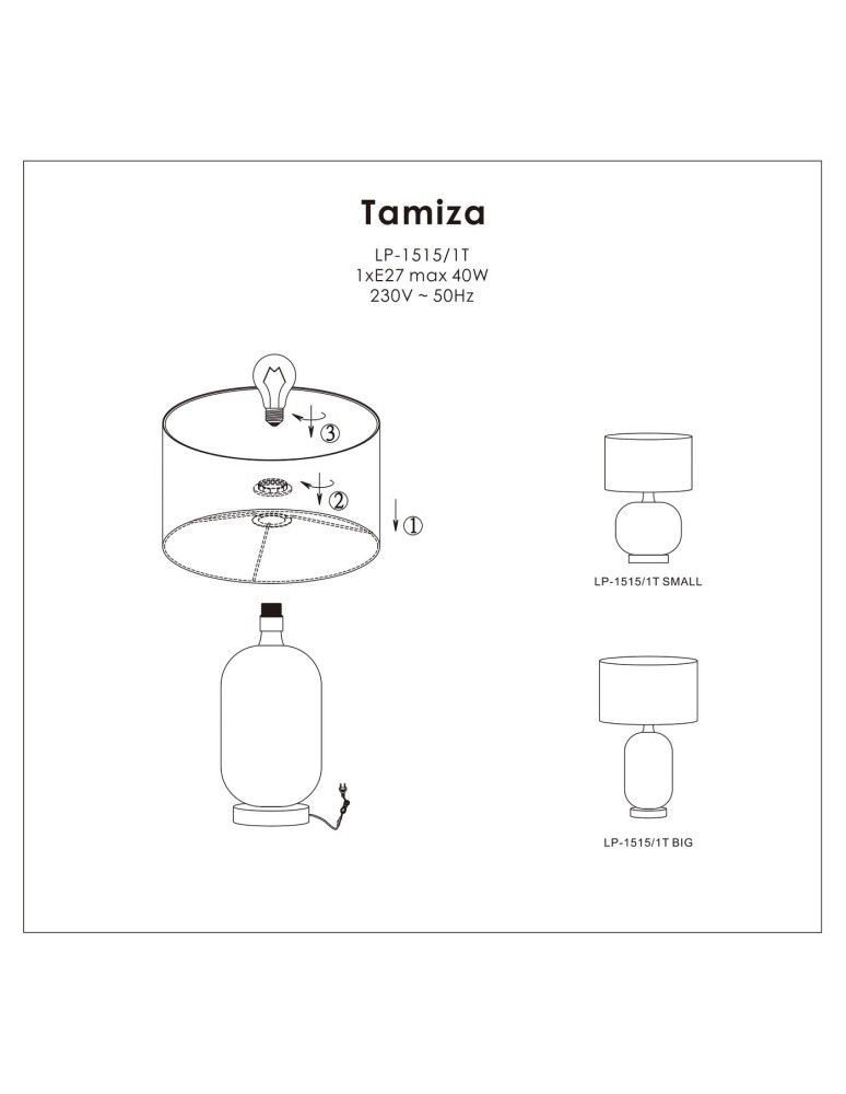 Table lamps with lampshade - Light Prestige Tamiza desk lamp small 1xE27 LP-1515/1T small - product kolory-swiatla.pl 15