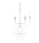 6 point chandelier - Light Prestige Glamour 6 pendant 6xE14 LP-979/6P - product 3