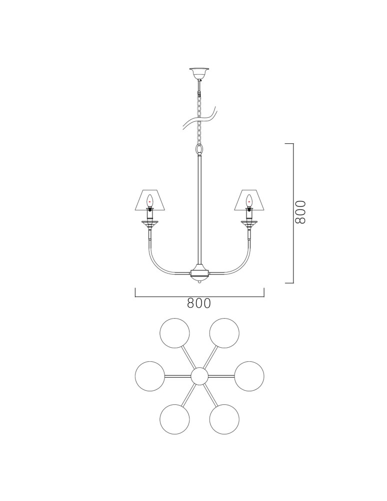 6 point chandelier - Light Prestige Glamour 6 pendant 6xE14 LP-979/6P - product kolory-swiatla.pl 3