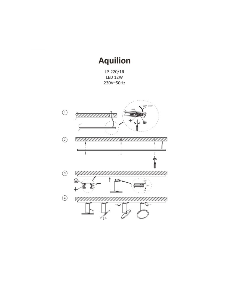 Lamps for 1 phase busbars - Light Prestige Aquilion 1F spotlight white xLED LP-220/1R WH - product kolory-swiatla.pl 5