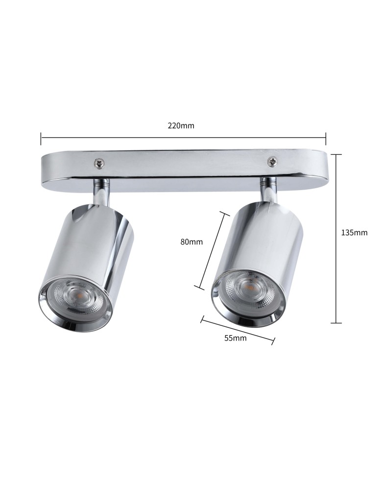 Bathroom ceiling lamps - Light Prestige Belize 2 spot chrome IP44 2xGU10 LP-734/2W CH - product kolory-swiatla.pl 3
