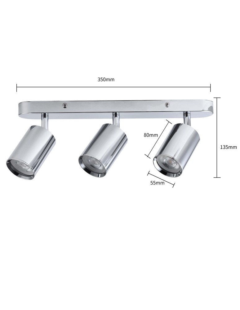 Bathroom ceiling lamps - Light Prestige Belize 3 spot chrome IP44 3xGU10 LP-734/3W CH - product kolory-swiatla.pl 3