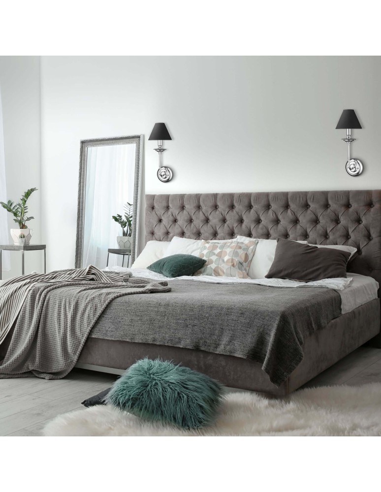 Wall lamps with lampshade - Light Prestige Glamour Wall lamp E14 1x40W silver/black LP-979/1W - product kolory-swiatla.pl 5