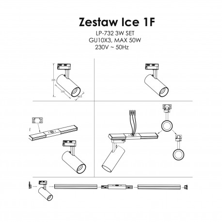 Light Prestige Ice SET 1F biały GU10 biały LP-732 3W WH SET