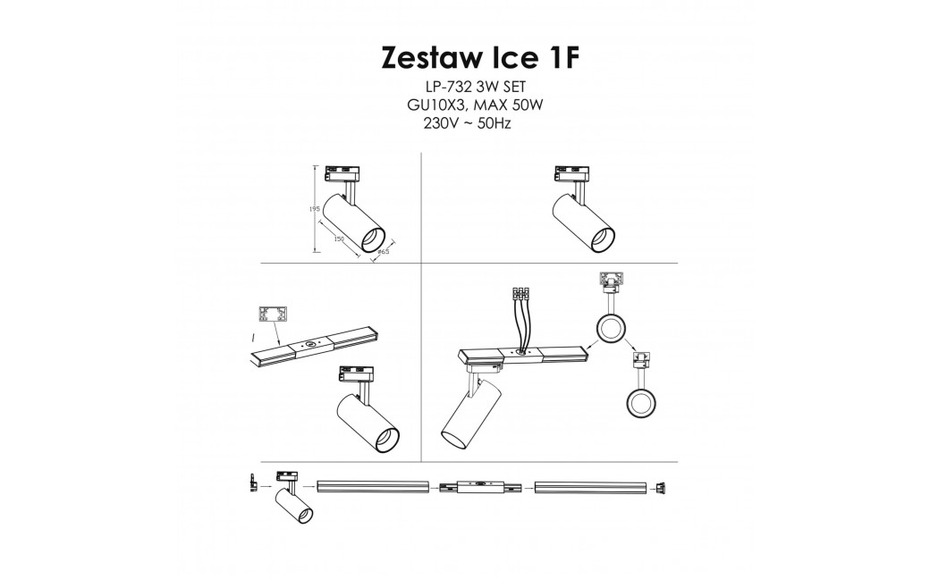 Light Prestige Ice SET 1F biały GU10 biały LP-732 3W WH SET