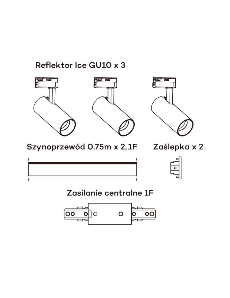 Ready-made rail kits - Light Prestige Ice SET 1F black GU10 black LP-732 3W BK SET - product kolory-swiatla.pl 9