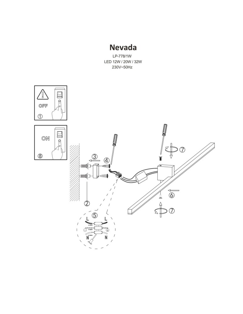 Bathroom wall lamps - Light Prestige Nevada wall lamp M white IP44 1xLEDxLED LP-778/1W M WH - product kolory-swiatla.pl 8