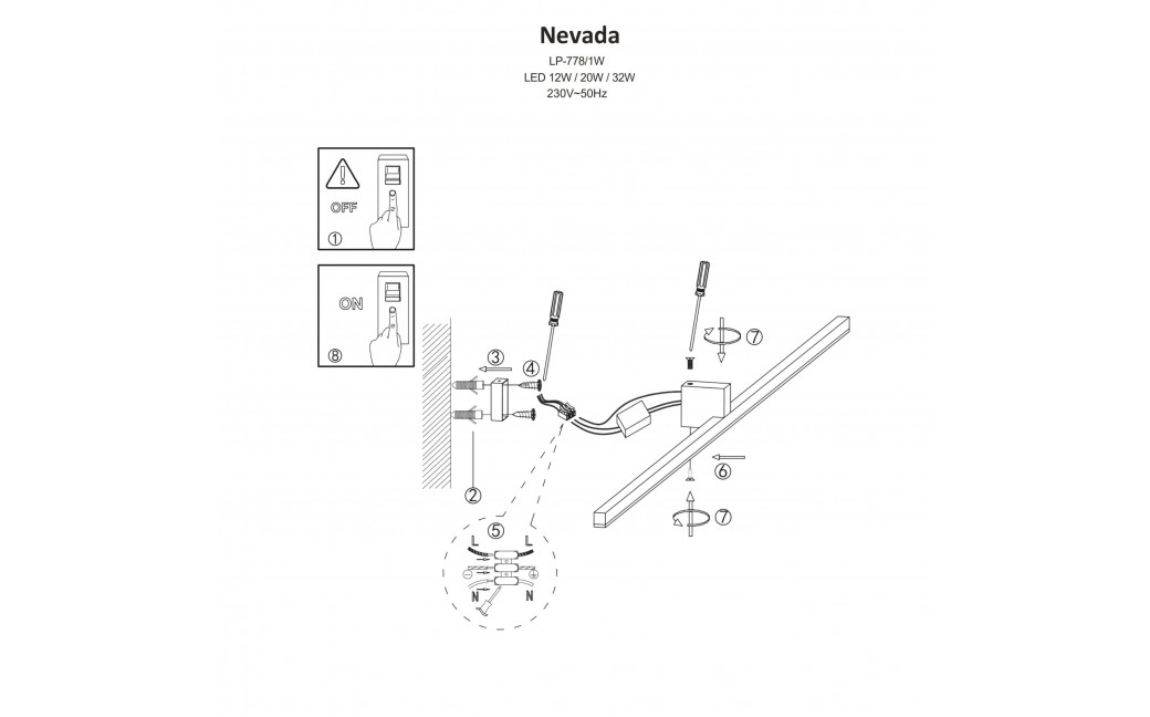 Light Prestige Nevada kinkiet M biały IP44 1xLEDxLED LP-778/1W M WH